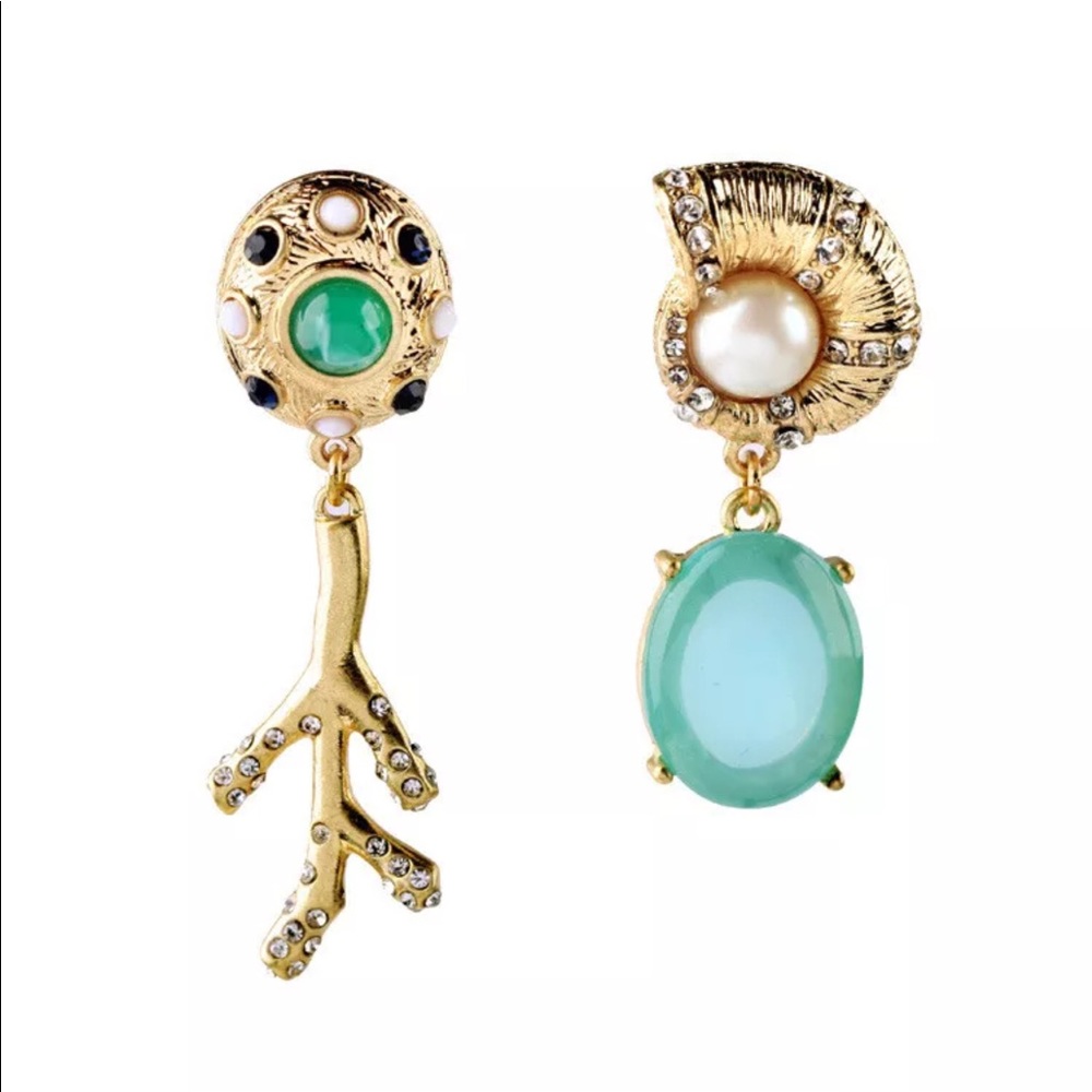 Unique Crystal pearl Asymmetrical Earrings